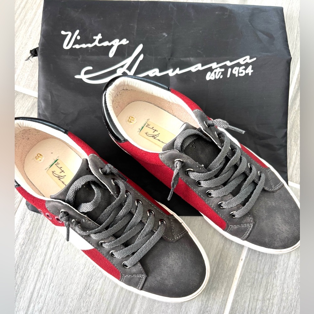 Vintage Havana Women’s Charcoal and Burgundy Sneakers